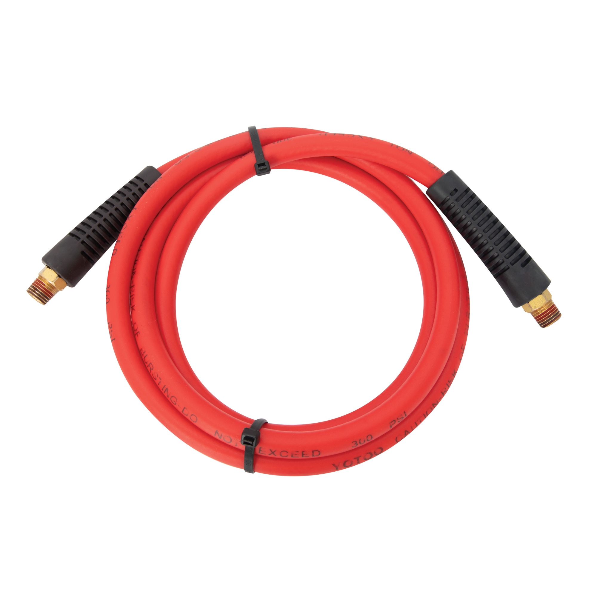 STEELMAN Weather-Resistant 1/4-Inch NPT (F) to 1/4-Inch NPT (M) 3/8-Inch ID 6-Foot Rubber Whip Air Hose in Red with Brass Fittings 61264